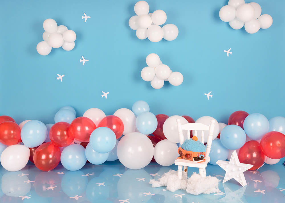 Avezano Fantasy Blue Sky Balloon Scene Photography Background-AVEZANO